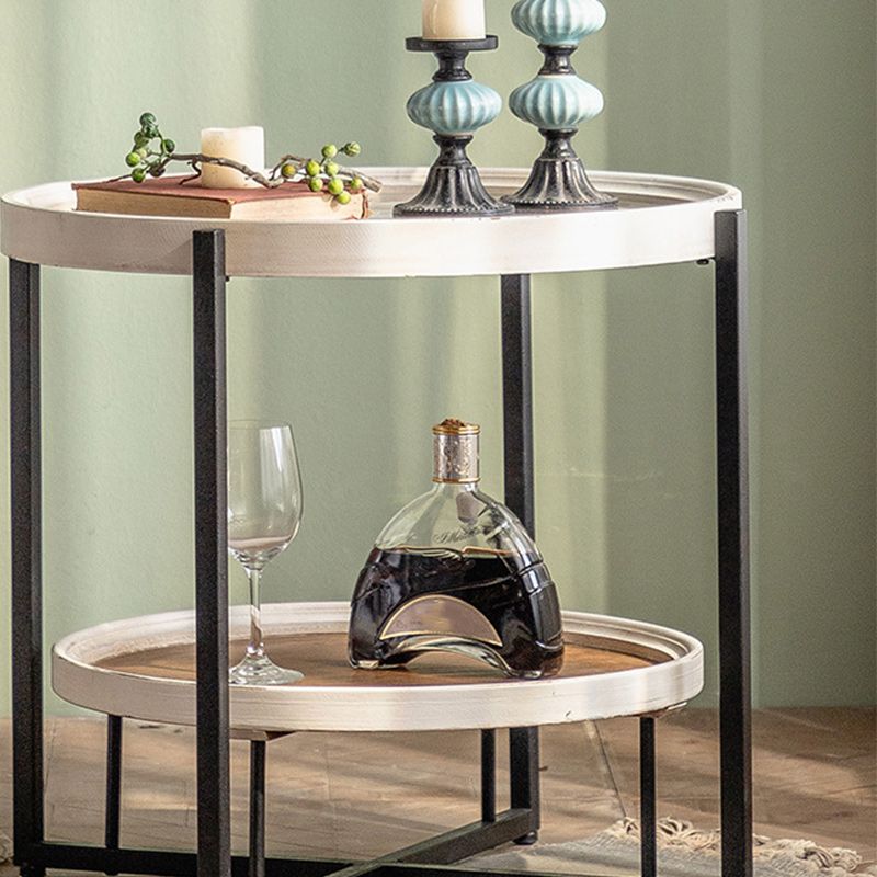 Glass Round Contemporary Coffee Table Cross Legs Single Coffee Table with Storage Clearhalo 'Coffee & Accent Tables' 'Coffee Tables' 'coffee_tables' 'furn' 'furn_coffee_tables' 'Furniture' 'Living Room Furniture' 1200x1200_d917e360-ad68-4540-b947-7fe204b05758