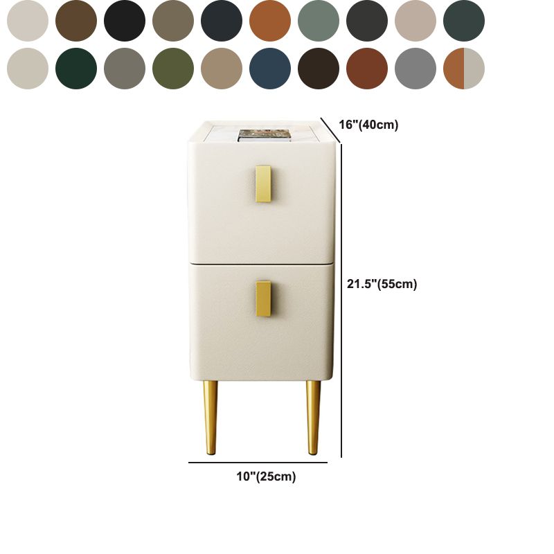 Stone Top Night Tisch moderne 22 Zoll H 2-Drawer Imitation Holz Nachttisch mit Beinen
