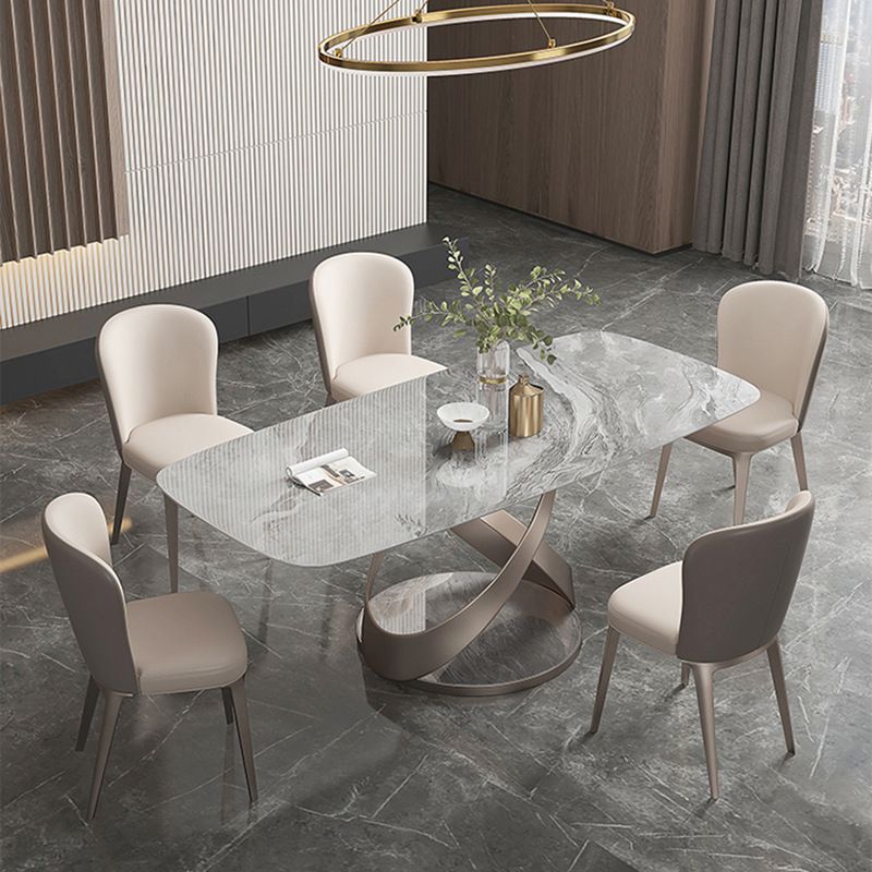 1/4/5/6/7 Pcs Metal Glam Dining Room Set with Rectangle Table Dinette Set Clearhalo 'Dining Room Sets' 'Dining Tables & Seating' 'dining_room_set' 'furn' 'furn_dining_room_set' 'Furniture' 'furniture_dining_room_set' 'Kitchen & Dining Furniture' 'kitchen&dining_furn' 'kitchen' 1200x1200_d91c5712-92a6-452c-bf5c-7b76f87f5c28
