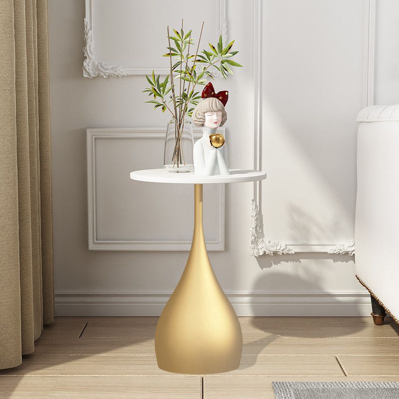 Round Side Table with Metal Pedestal Modernism Tray Top Side Table