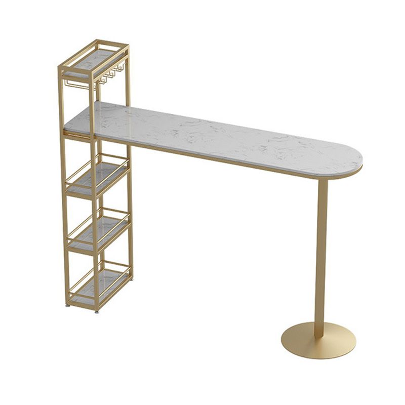 Tavolo da bar top in marmo Tavolo da pub a cornice metallica contemporanea con archiviazione