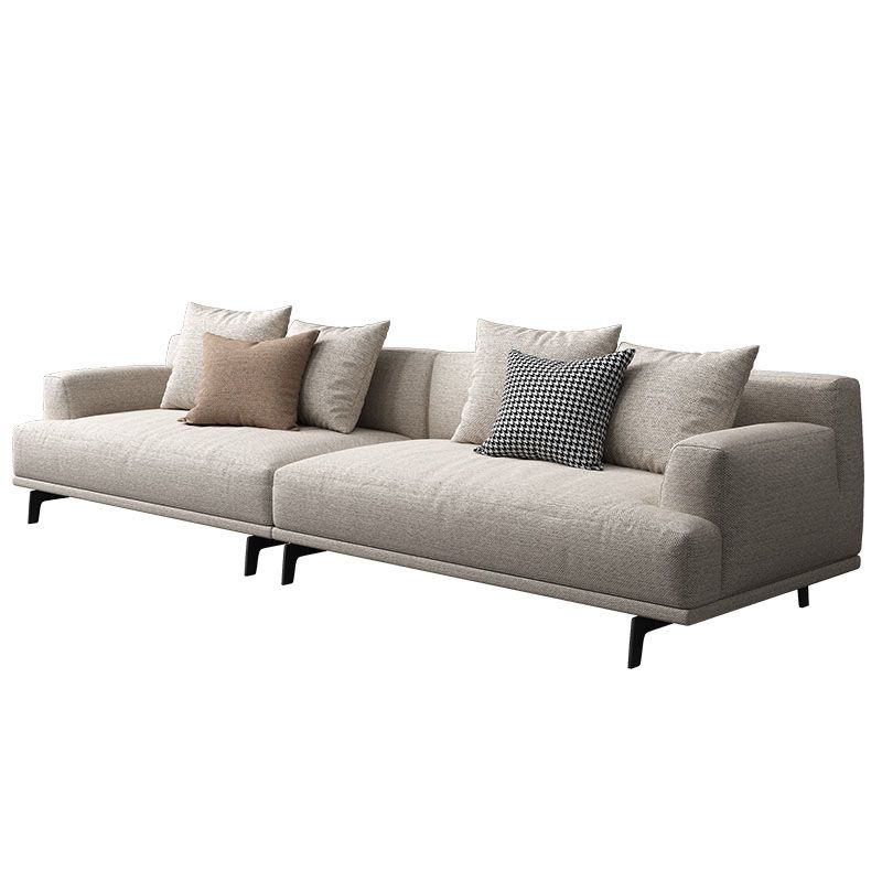 Faux Leather and Cotton Blend Recessed Arm Furniture Sectionals in Beige Clearhalo 'furn' 'furn_sectionals' 'Furniture' 'Living Room Furniture' 'Sectionals' 1200x1200_d91dd2b5-71d0-46c7-a407-6416de12f81e