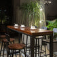 Table de salle à manger de bar de style industriel, tabouret de bar en bois massif avec base noire