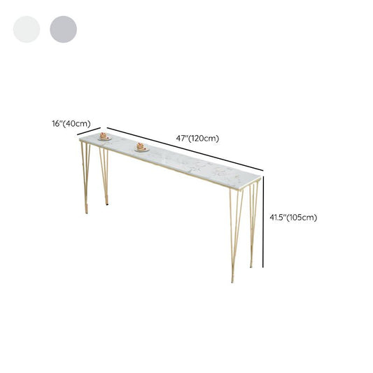 White Rectangular Bar Height Table Glam Style Bistro Pub Table with Four Legs Clearhalo 'Bar Furniture' 'Bar Tables' 'bar_tables' 'furn' 'furn_bar_tables' 'Furniture' 'Kitchen & Dining Furniture' 1200x1200_d91f59e0-daef-4ac1-8b36-185d67286410