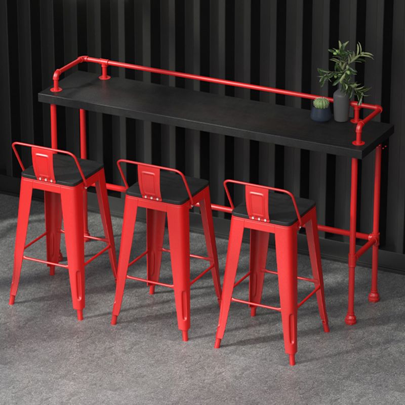 Industrial Wood Bar Table with Rectangle Table Top Red Trestle Table - 45.28" H Clearhalo 'Bar Furniture' 'Bar Tables' 'bar_tables' 'furn' 'furn_bar_tables' 'Furniture' 'furniture_bar_tables' 'Kitchen & Dining Furniture' 1200x1200_d92142ac-0983-4b65-a89f-2c2fdc028b3a
