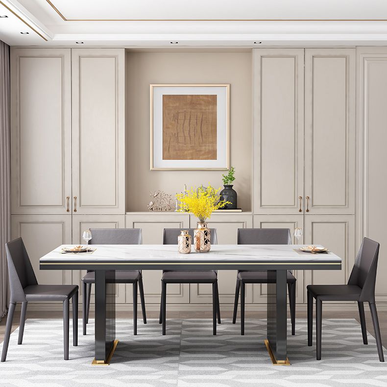 Traditional Luxury Dining Table White Rectangle Sintered Stone Table with Metal Base Clearhalo ' dining_table' 'Dining Tables & Seating' 'Dining Tables' 'furn' 'furn_dining_table' 'Furniture' 'furniture_dining_table' 'Kitchen & Dining Furniture' 'kitchen&dining_furn' 'kitchen' 'kitchen_dining_table' 1200x1200_d92177e3-c51a-472b-8795-e4bd4f5fa859