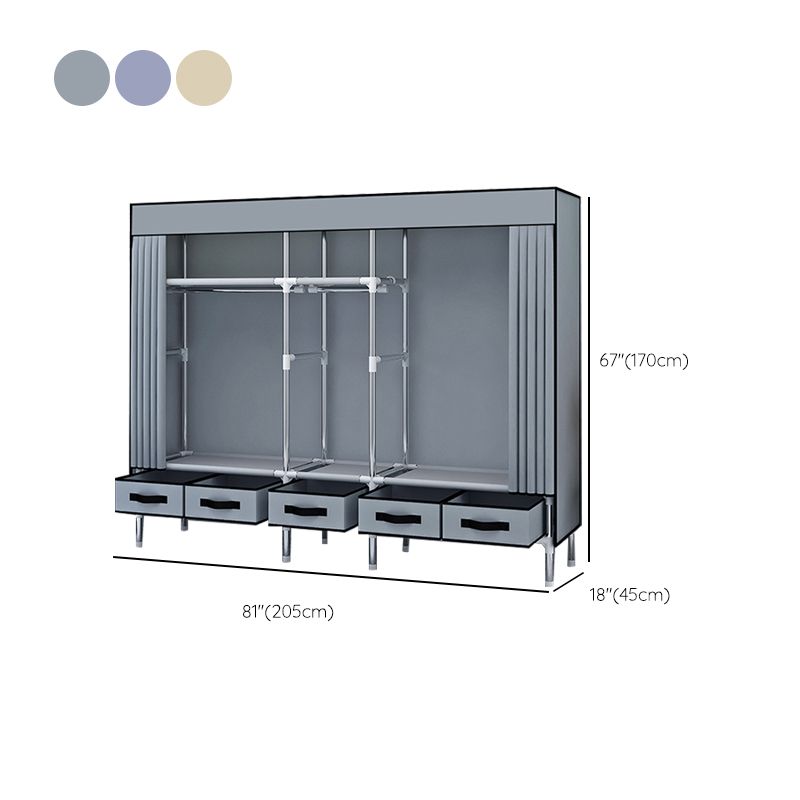 Matte Finish Wardrobe for Home Modern Style Storage Cabinet with Metal Frame