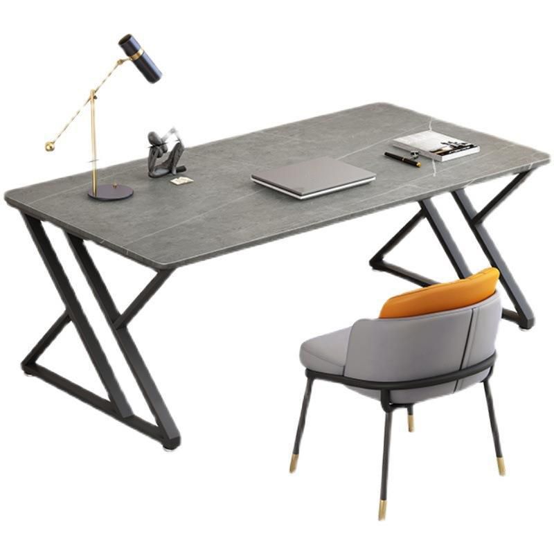 Escritorio de oficina moderno de 1 estante Stone 29.53 "de alto escritorio de escritura con patas de hierro