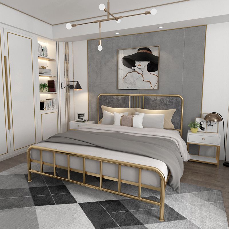 Gestoffeerd metalen open-frame bed 43,3-in High Golden Bed frame
