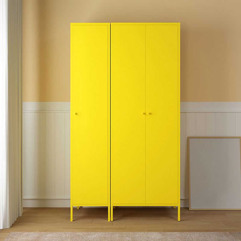 Contemporary Wardrobe Cabinet with Adjustable Shelves Steel Wardrobe Armoire Clearhalo 'Armoires & Wardrobes' 'armoires_wardrobes' 'Bedroom Furniture' 'furn' 'furn_armoires_wardrobes' 'Furniture' 1200x1200_d926be7b-b908-4895-9921-1970087db5e9