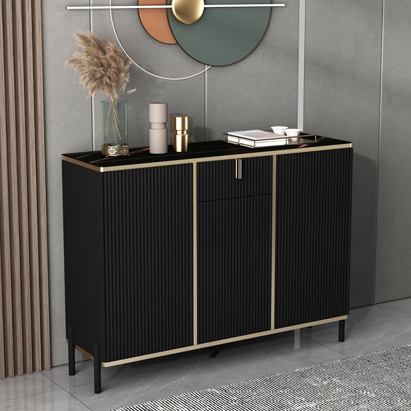Server top nero in stile glam con porta e cassetto per soggiorno