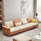 Contemporary Solid Color Faux Leather Square Arm Sofa For Living Room