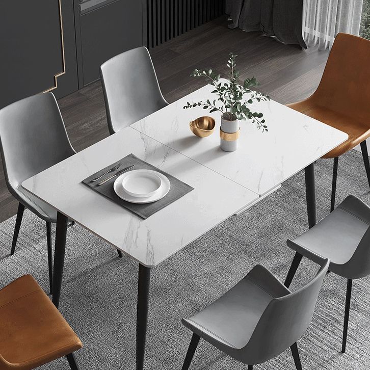 63''L Industrial Sintered Stone Table Extendable Rectangle Dining Table for Kitchen Clearhalo ' dining_table' 'Dining Tables & Seating' 'Dining Tables' 'furn' 'furn_dining_table' 'Furniture' 'furniture_dining_table' 'Kitchen & Dining Furniture' 'kitchen&dining_furn' 'kitchen' 'kitchen_dining_table' 1200x1200_d9289b9e-966b-44c0-86c4-64a6dbf852f3