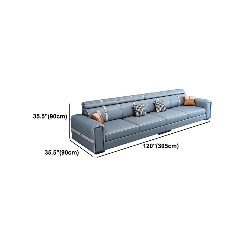 Scandinavian Light Blue Sofa/Sectional with Square Arm for Living Room