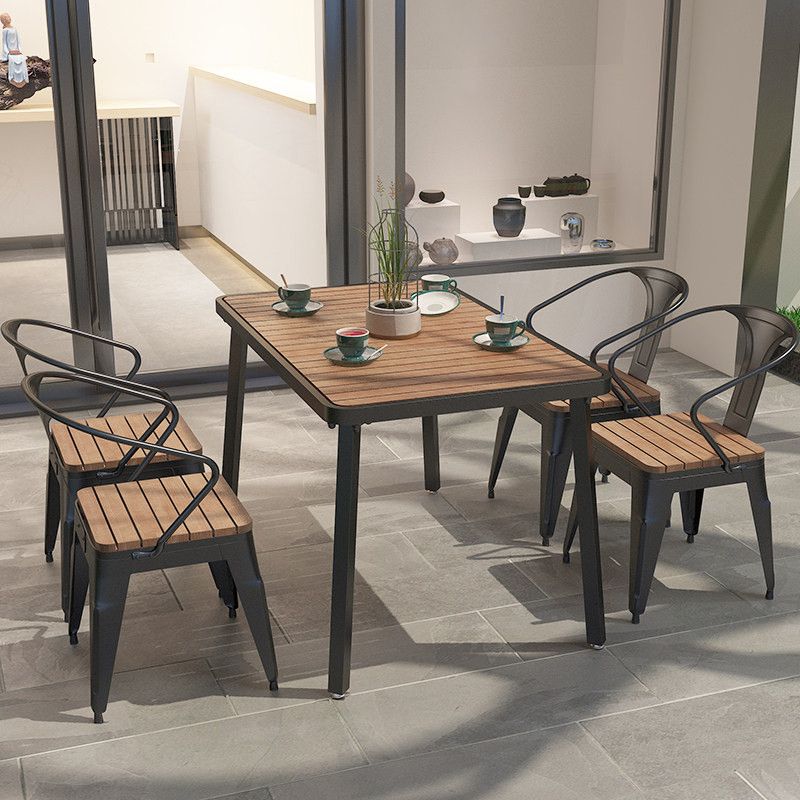 Industrial Solid Wood Dining Table Kitchen Table in Nature with Metal 4 Legs Clearhalo ' dining_table' 'Dining Tables & Seating' 'Dining Tables' 'furn' 'furn_dining_table' 'Furniture' 'furniture_dining_table' 'Kitchen & Dining Furniture' 'kitchen&dining_furn' 'kitchen' 'kitchen_dining_table' 1200x1200_d92bddd9-be14-4e5d-b9a5-4fd9fd9a6fd2