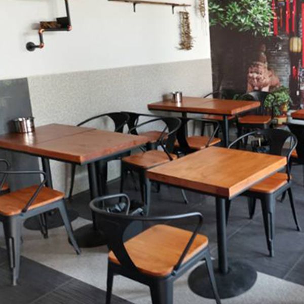 Solid Wood Industrial Dining Table Brown Square Table with Metal Base for Dinning Room Clearhalo ' dining_table' 'Dining Tables & Seating' 'Dining Tables' 'furn' 'furn_dining_table' 'Furniture' 'furniture_dining_table' 'Kitchen & Dining Furniture' 'kitchen&dining_furn' 'kitchen' 'kitchen_dining_table' 1200x1200_d92e1b35-6f17-481f-a338-aa3da9cb21af