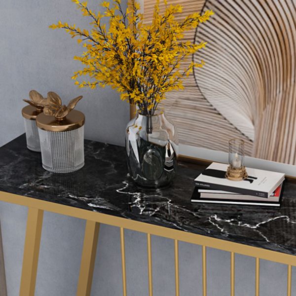 31.5" Tall Hall Console Table Marble Glam Accent Table with Abstract Base
