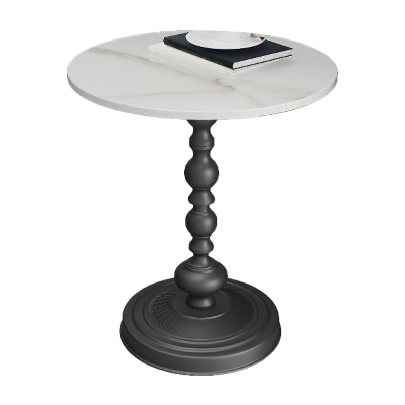 Mesa de esquina de pedestal moderna mesa lateral de pizarra redonda para sala de estar