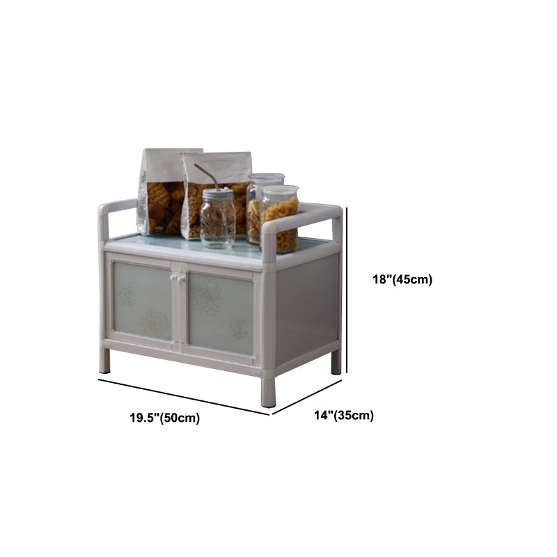 Contemporary Metal Sideboard with Glass Doors Kitchen Dining Server with Cabinets Clearhalo 'buffet_sideboard' 'Buffets & Sideboards' 'furn' 'furn_buffet_sideboard' 'Furniture' 'Kitchen & Dining Furniture' 1200x1200_d9343226-a2c3-463d-9c25-f9f1d0cb559c