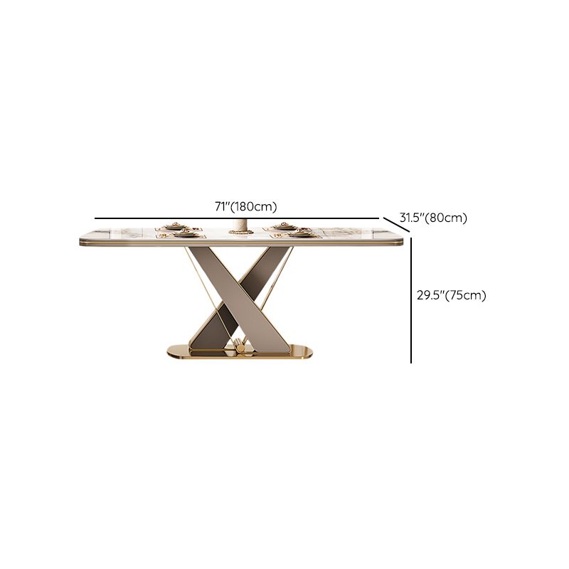 Traditional Luxury Dining Table Stone Rectangle Fixed Table with Pedestal Base Clearhalo 'Dining Tables & Seating' 'Dining Tables' 'dining_table' 'furn' 'furn_dining_table' 'Furniture' 'Kitchen & Dining Furniture' 1200x1200_d935f8ea-b7c1-4776-9b12-6b76bb897320