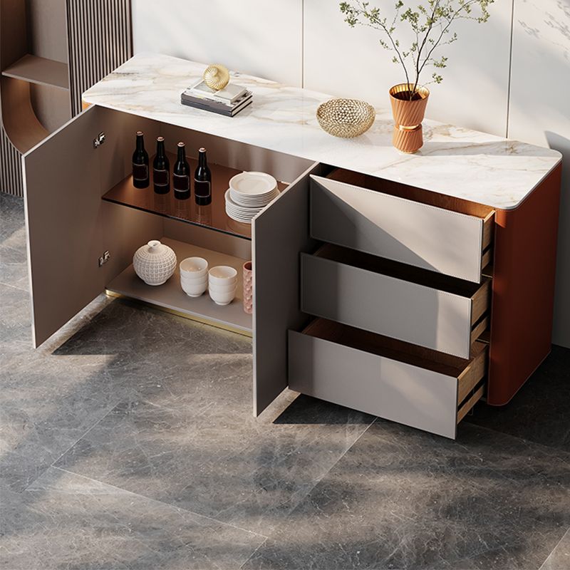 Glam Buffet Table Stone Buffet Sideboard with Cabinets and Drawers Clearhalo 'buffet_sideboard' 'Buffets & Sideboards' 'furn' 'furn_buffet_sideboard' 'Furniture' 'Kitchen & Dining Furniture' 1200x1200_d93676cf-5c35-410d-9713-4af54428f300