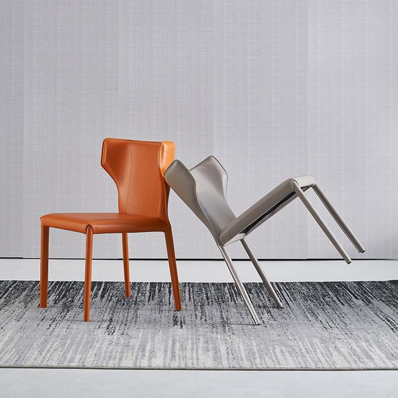 Modern Wingback Dining Chairs Faux Leather Armless Side Chair Clearhalo 'Dining Chairs' 'Dining Tables & Seating' 'dining_chair' 'furn' 'furn_dining_chair' 'Furniture' 'Kitchen & Dining Furniture' 1200x1200_d936ffc9-fcdc-4017-a6d6-f9797a3c7bcc