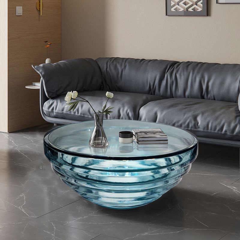 Resin Coffee or End Table Contemporary Round Top with Solid Base Clearhalo 'Coffee & Accent Tables' 'Coffee Tables' 'coffee_tables' 'furn' 'furn_coffee_tables' 'Furniture' 'Living Room Furniture' 1200x1200_d93a1d68-21dd-4527-ba68-7b80640e4101