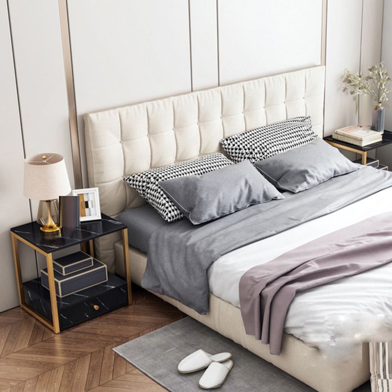 Mesa nocturna de almacenamiento de cajones de mesa de glamour en negro/blanco, 19.7 "de alto