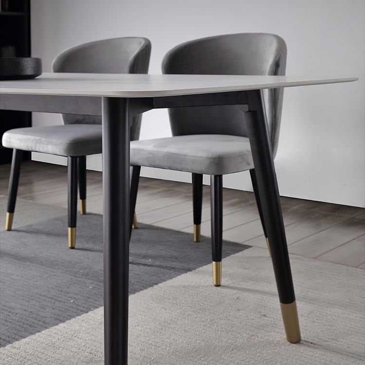 Traditional Luxury Dining Table Rectangle Sintered Stone 4 Legs Dining Table with Black Frame Clearhalo ' dining_table' 'Dining Tables & Seating' 'Dining Tables' 'furn' 'furn_dining_table' 'Furniture' 'furniture_dining_table' 'Kitchen & Dining Furniture' 'kitchen&dining_furn' 'kitchen' 'kitchen_dining_table' 1200x1200_d93b7e99-1950-444f-b65f-8f77510f3bb6