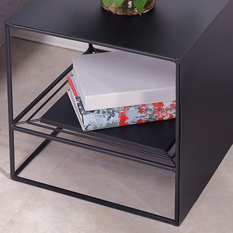 Frame 2 Nesting Square Coffee Table Set Black Iron Cocktail Table with Storage Shelf Clearhalo 'Coffee & Accent Tables' 'Coffee Tables' 'coffee_tables' 'furn' 'furn_coffee_tables' 'Furniture' 'Living Room Furniture' 1200x1200_d93d8b21-2f84-44e5-8680-b92da20e2acd