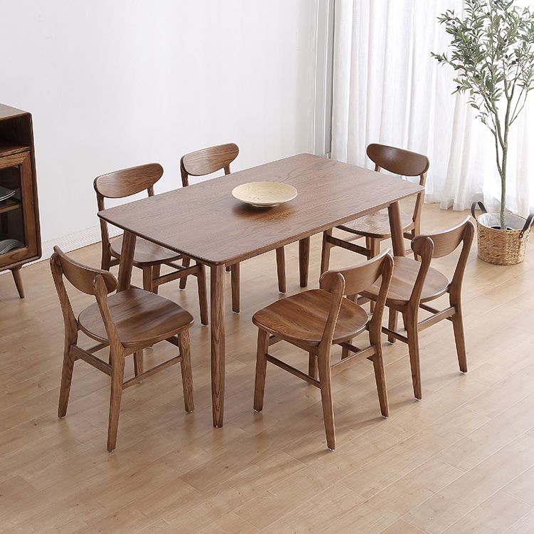 Modern Wood Table Set for 4/6 with Rectangle Table Dining Set for Restaurant Clearhalo 'Dining Room Sets' 'Dining Tables & Seating' 'dining_room_set' 'furn' 'furn_dining_room_set' 'Furniture' 'furniture_dining_room_set' 'Kitchen & Dining Furniture' 'kitchen&dining_furn' 'kitchen' 1200x1200_d93f8fb5-ae87-4d77-bcda-3540b28c00aa