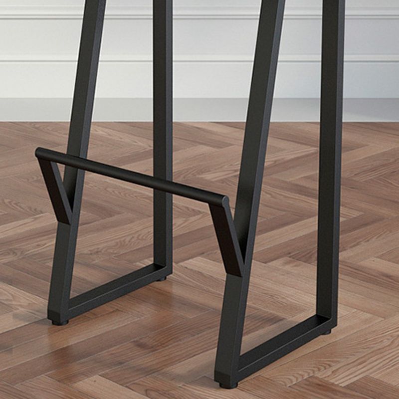 Metal Legs Bar Stool Contemporary Solid Wood Backless Bar Stool