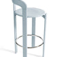 Round Low Back Dining Stools Plastic Barstools with Footrest