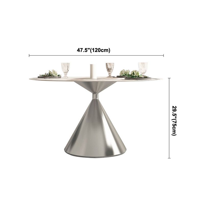 Sintered Stone Top Dining Table in White for Restaurant Modern Round Table with Metal Pedestal Clearhalo ' dining_table' 'Dining Tables & Seating' 'Dining Tables' 'furn' 'furn_dining_table' 'Furniture' 'furniture_dining_table' 'Kitchen & Dining Furniture' 'kitchen&dining_furn' 'kitchen' 'kitchen_dining_table' 1200x1200_d943991c-e742-4bfb-b941-ae3fb1a7564d
