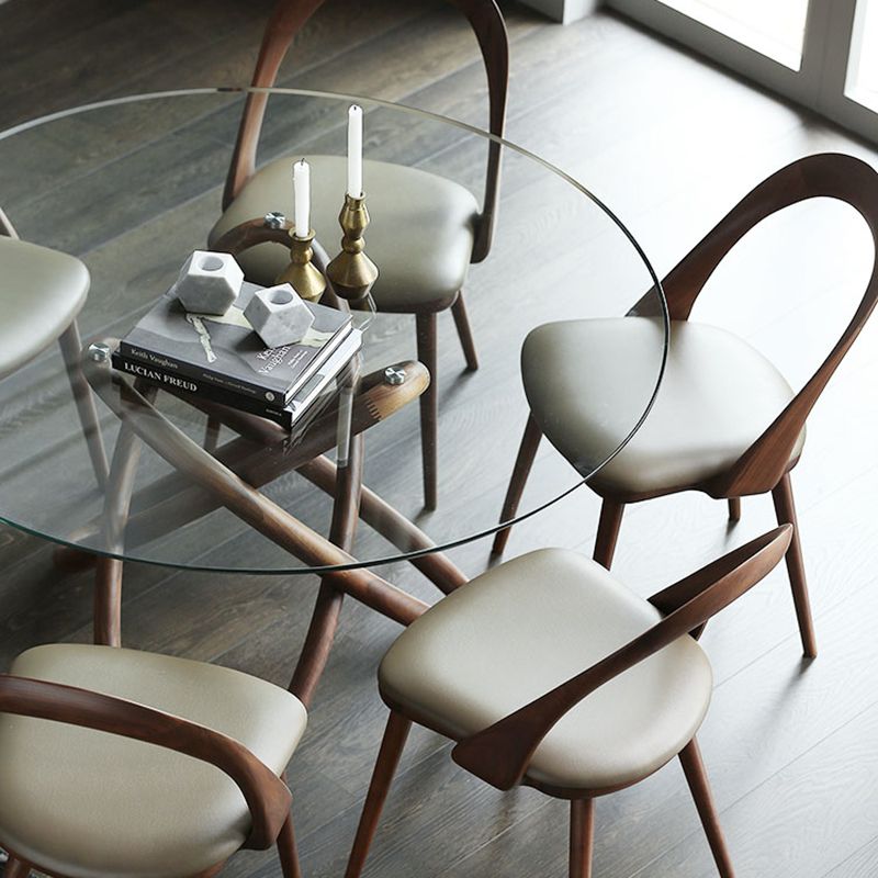 Modern Round Glass Clear Top Dining Table with Single Pedestal Clearhalo 'Dining Tables & Seating' 'Dining Tables' 'dining_table' 'furn' 'furn_dining_table' 'Furniture' 'Kitchen & Dining Furniture' 1200x1200_d94520ab-a1e8-4c7e-88a7-bf6f6862d50a