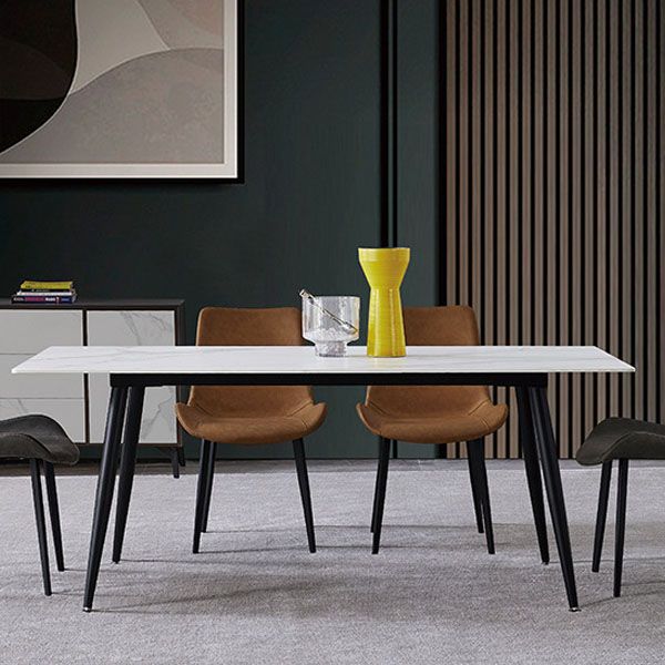 Ensemble de salle à manger moderne en métal avec chaises à dossier solide, ensemble de dinette 1/2/4/5/7 pièces