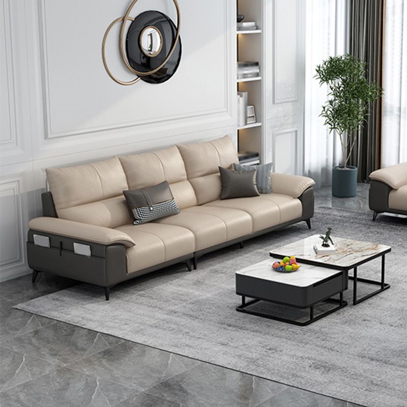 Genuine Leather High Back Pillow Top Arm Sofa and Sectional with Storage Clearhalo 'furn' 'furn_sectionals' 'Furniture' 'furniture_sectionals' 'kitchen' 'kitchen_sectionals' 'Living Room Furniture' 'Sectionals' 1200x1200_d9476f18-5c61-4ebc-9d44-16ffc427c09e