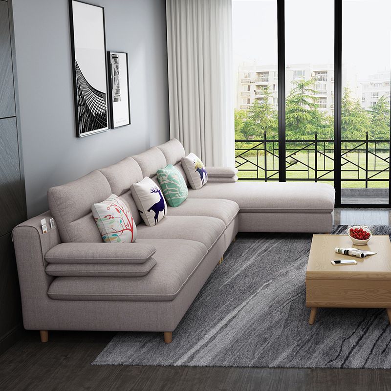 Pillow Top Arm Sectional Modern Linen 4-seat 125.98" Wide Sectional Clearhalo 'furn' 'furn_sectionals' 'Furniture' 'Living Room Furniture' 'Sectionals' 1200x1200_d948d66c-8156-4903-8979-436485615191