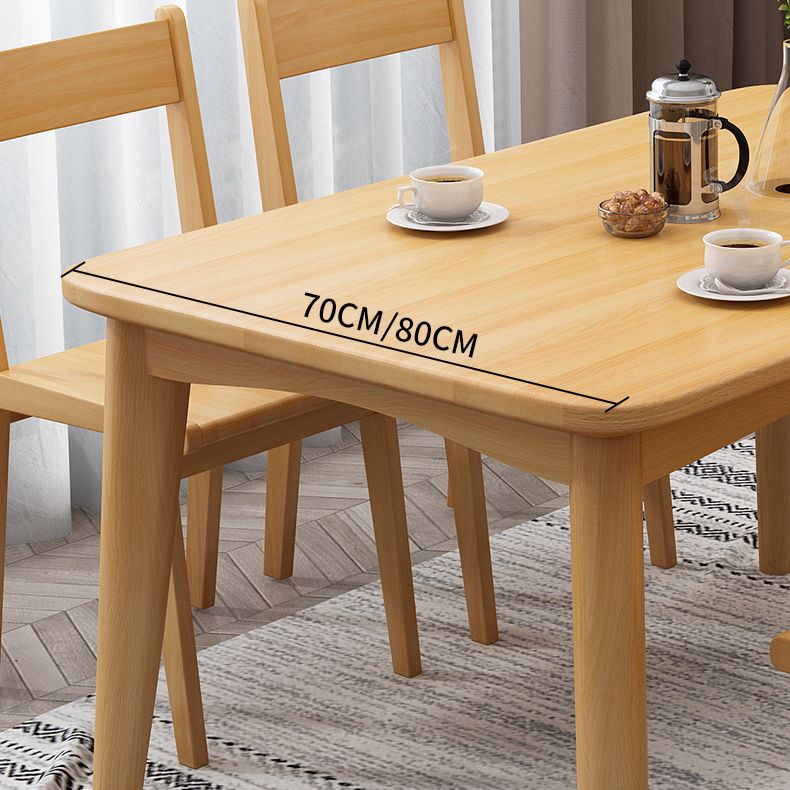 Rubberwood Solid Wood Dining Table Mid-Century Rectangle Table in Natural and Walnut