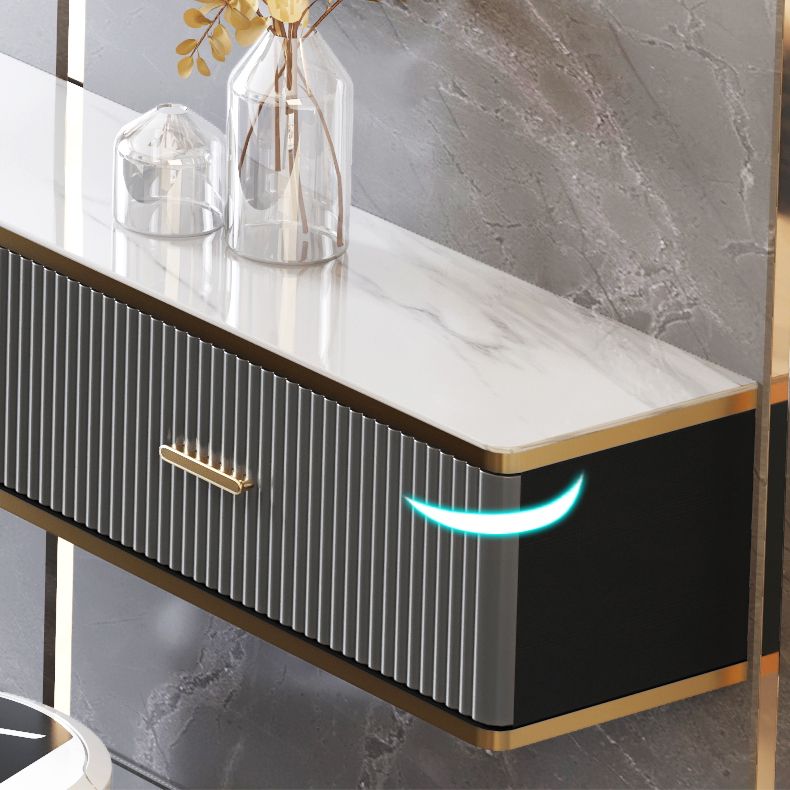 2 Drawers Glam Style TV Stand Stone Wall-mounted TV Cabinet with Door Clearhalo 'furn' 'furn_tv_stands_entertainment_centers' 'Furniture' 'Living Room Furniture' 'TV Stands & Entertainment Centers' 'TV Stands & Media Storage Furniture' 'tv_stands_entertainment_centers' 1200x1200_d94bda2c-2c6c-409c-b954-b794d752e092