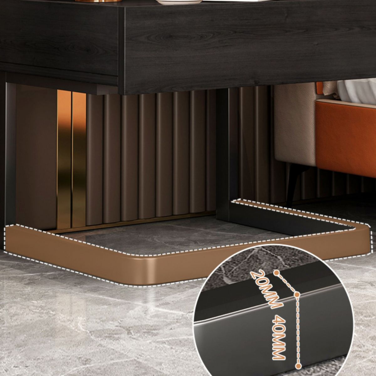 Tiroirs comprenant une table de nuit glamour glamour avec 1 tiroir