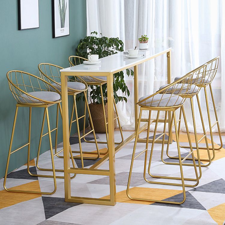 1/4/7 Pieces Glam Iron Bar Table Set Rectangle White Faux Marble Bistro Set with Footrest Clearhalo 'Bar Furniture' 'furn' 'furn_home_bar_bar_sets' 'Furniture' 'Home Bars & Bar Sets' 'home_bar_bar_sets' 'Kitchen & Dining Furniture' 1200x1200_d94c2a3d-f676-4402-81b1-381c71f2da2d