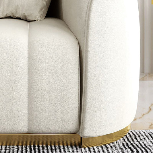 Beige zeitgenössisches Sofa mit Kissen Kunstledertuxedo Armsofa