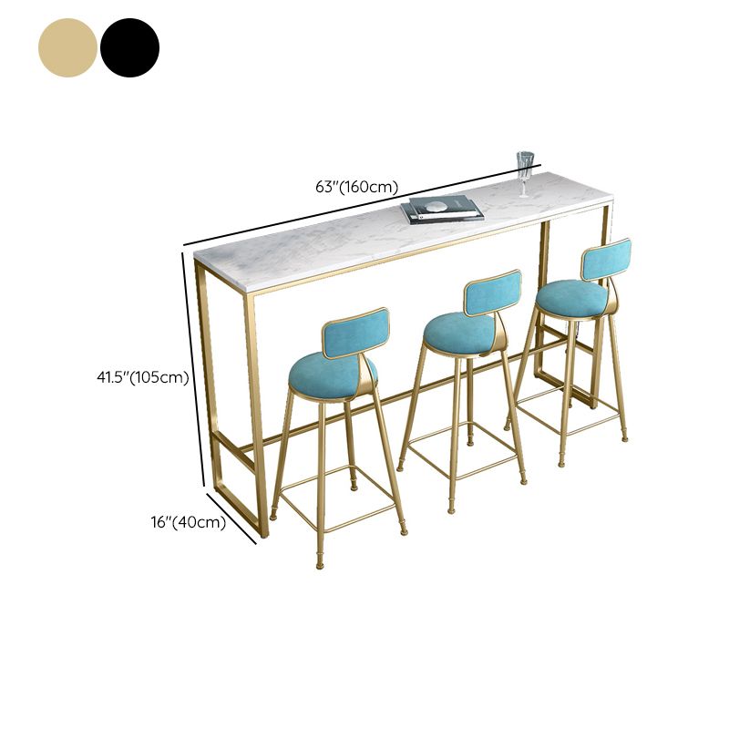 Modern Bar-height Table White Faux Marble Top Bistro Pub Table Clearhalo 'Bar Furniture' 'Bar Tables' 'bar_tables' 'furn' 'furn_bar_tables' 'Furniture' 'Kitchen & Dining Furniture' 1200x1200_d9504a31-3847-41d7-8a5f-4480af09ad65