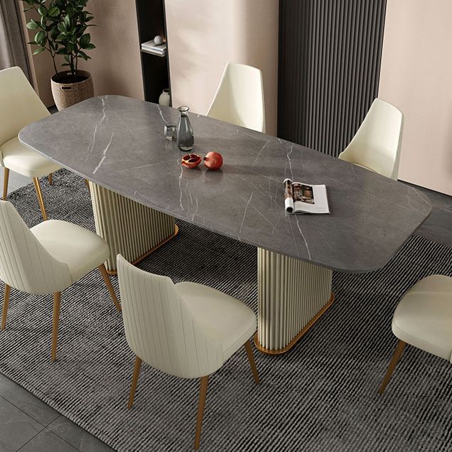 Metal Modern Rectangle Dining Table Sintered Stone Table for Kitchen and Dining Room Clearhalo ' dining_table' 'Dining Tables & Seating' 'Dining Tables' 'furn' 'furn_dining_table' 'Furniture' 'furniture_dining_table' 'Kitchen & Dining Furniture' 'kitchen&dining_furn' 'kitchen' 'kitchen_dining_table' 1200x1200_d9505e2a-3984-4029-be11-bb9ffc7ccf09