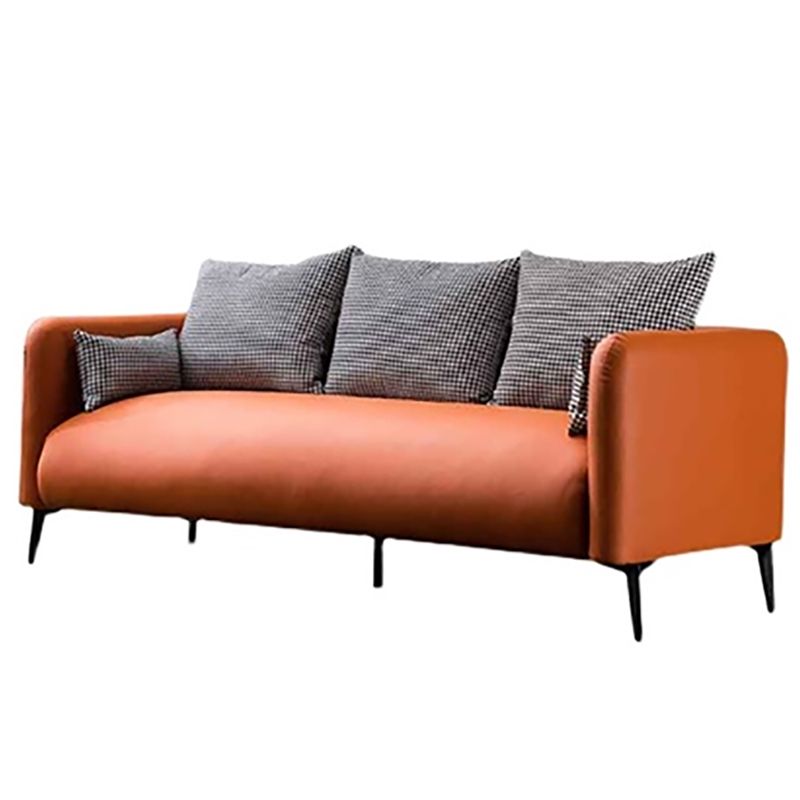 Modern 3-seater Sofa with Houndstooth Pillows Back and Pillow Top Arm Clearhalo 'Furniture' 'furniture_sofas' 'kitchen' 'kitchen_sofas' 'Living Room Furniture' 'Sofa' 'sofas' 1200x1200_d9513abf-699d-4b5a-8c9b-61d192604f42