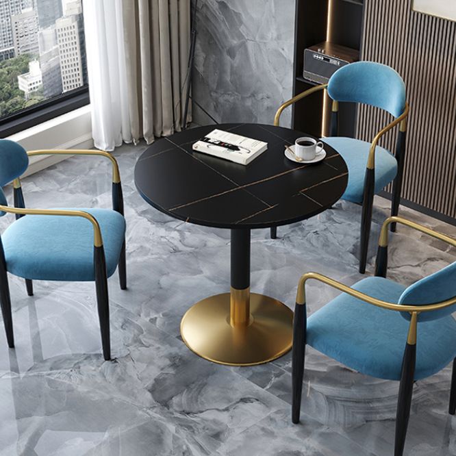 Mesa de comedor redonda Escritorio con base de pedestal de lujo de piedra sinterizada