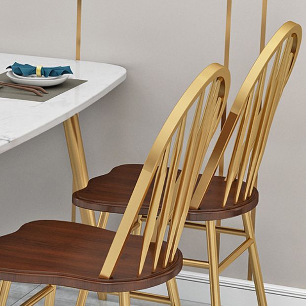 Contemporary Style Metal Dining Room Chairs Windsor Back Armless Chairs for Kitchen (Set of 4) Clearhalo ' kitchen&dining_furn' 'Dining Chairs' 'Dining Tables & Seating' 'dining_chair' 'furn' 'furn_dining_chair' 'Furniture' 'furniture_dining_chair' 'Kitchen & Dining Furniture' 'kitchen' 1200x1200_d95271c9-54c6-4542-b398-4cac5fc08550