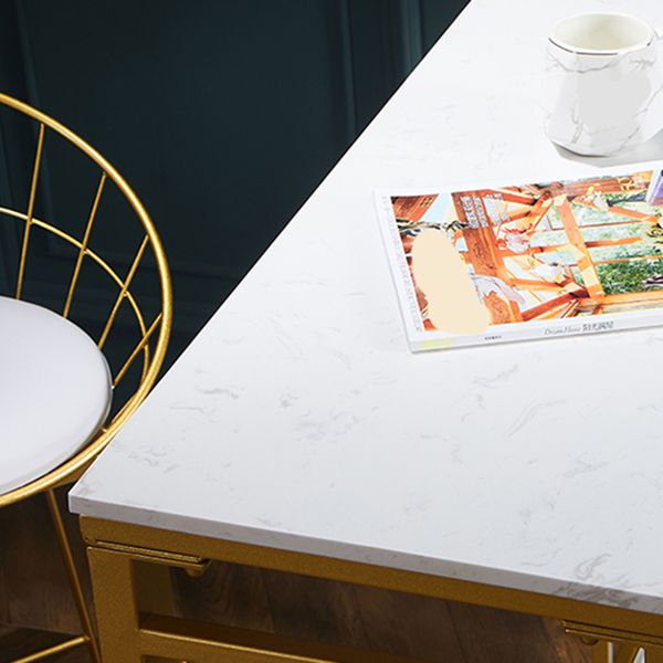 Stone Bar Dining Table Glam Rectangle Bar Table with Double Pedestal for Dessert Shop Clearhalo 'Bar Furniture' 'Bar Tables' 'bar_tables' 'furn' 'furn_bar_tables' 'Furniture' 'furniture_bar_tables' 'Kitchen & Dining Furniture' 1200x1200_d954c513-23a0-4ecc-8366-08aad8b68e68