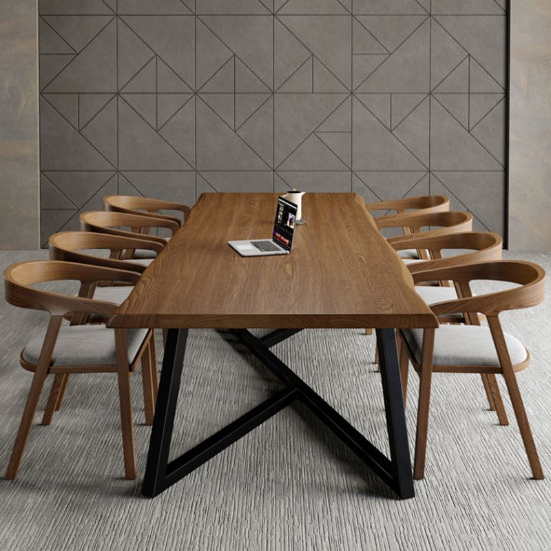 Bureau de bureau en bois massif contemporain 29,53 "Tableau d'écriture avec des jambes en fer